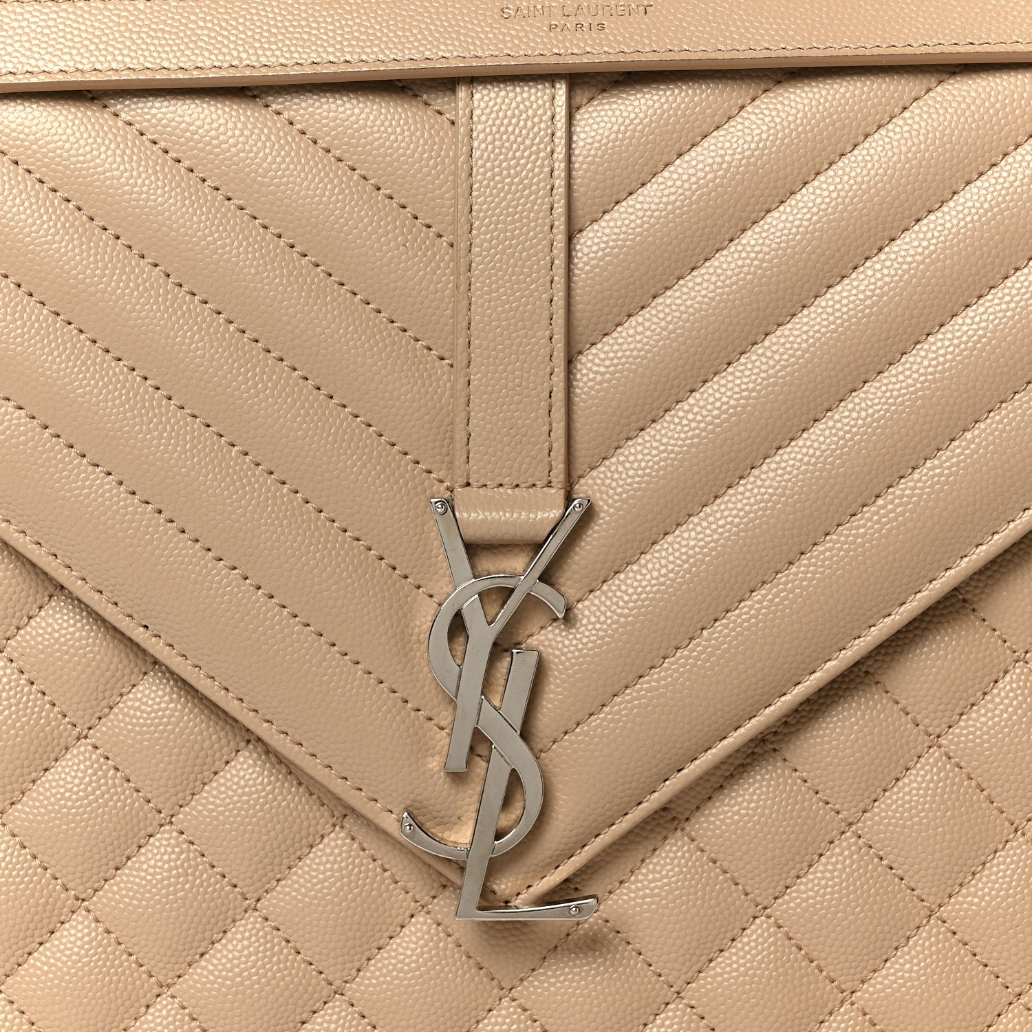 Grain De Poudre Large Tri-Quilt Monogram Satchel Dark Beige