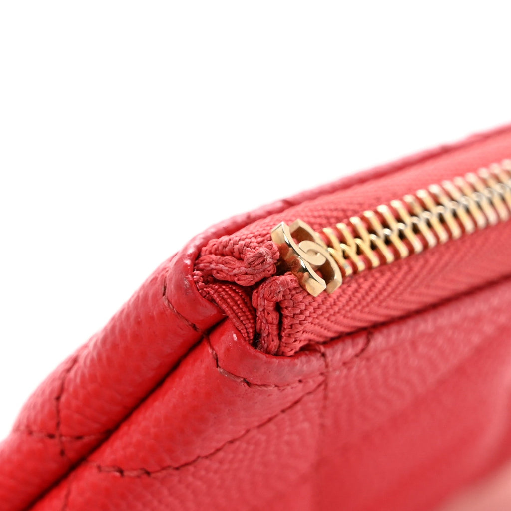 Caviar Quilted Small Cosmetic Case Red