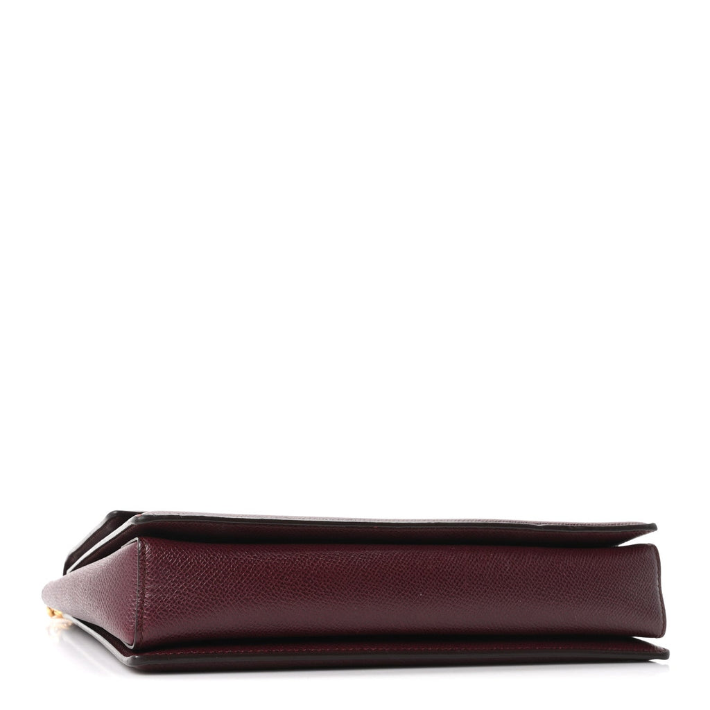 Pebble Calfskin Ginny Vara Bow Shoulder Bag Burgundy