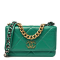 Lambskin Quilted Chanel 19 Wallet On Chain WOC Green