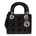 Satin Crystal Cannage Mini Lady Dior Black