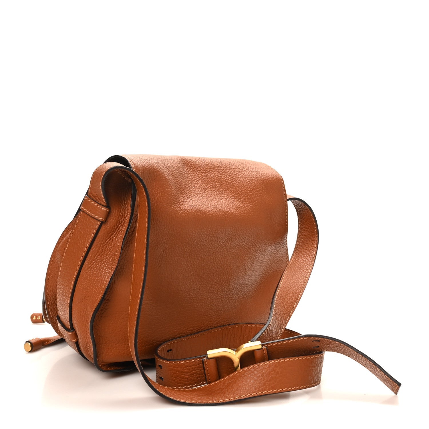 Grained Calfskin Medium Marcie Saddle Bag Tan