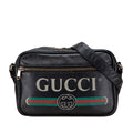Gucci Logo Print Leather Shoulder Bag