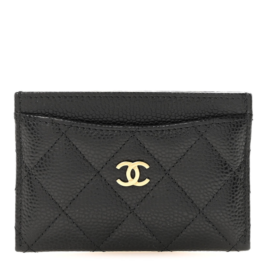 Caviar Quilted Card Holder Black