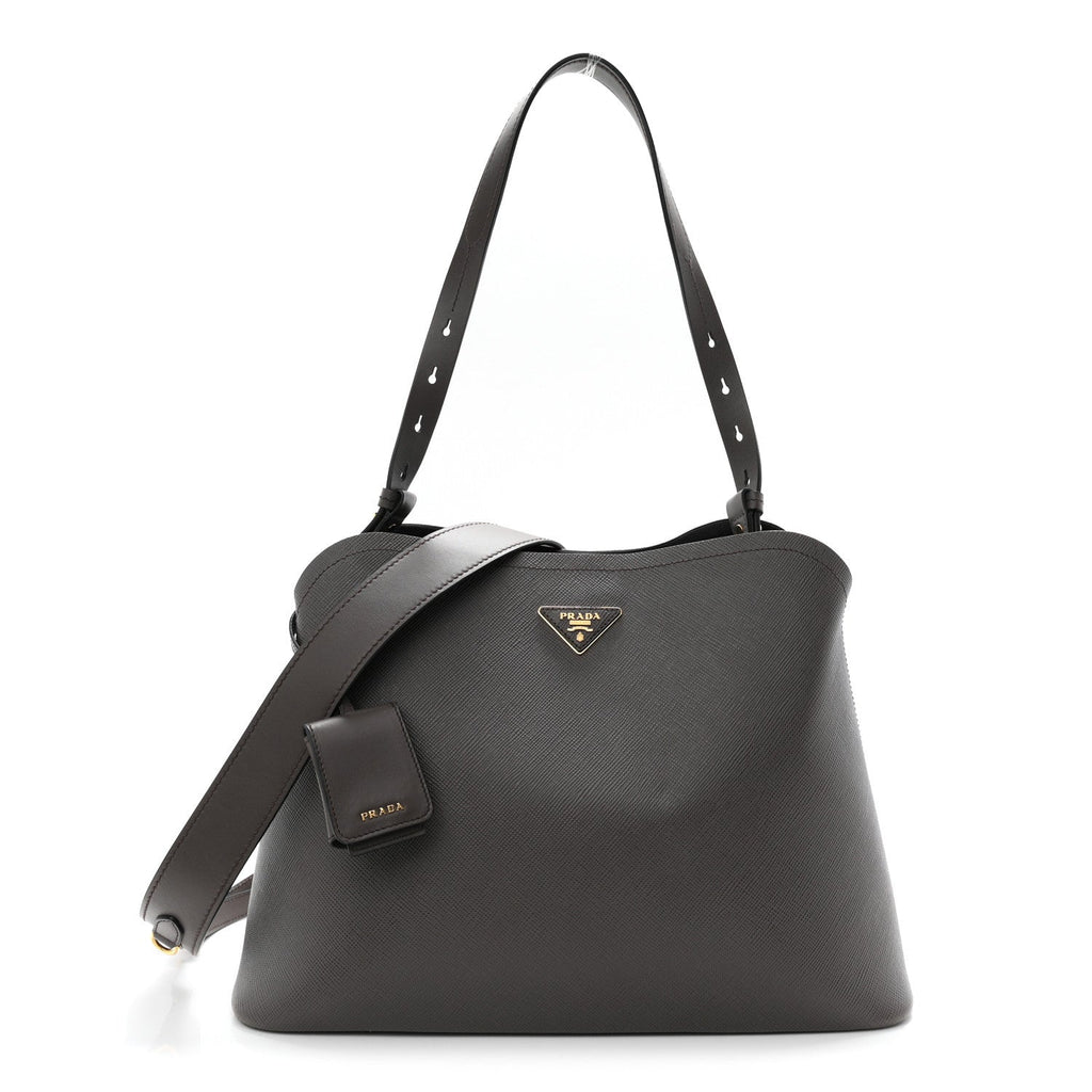 Saffiano Cuir Calfskin Matinee Tote Fumo Black