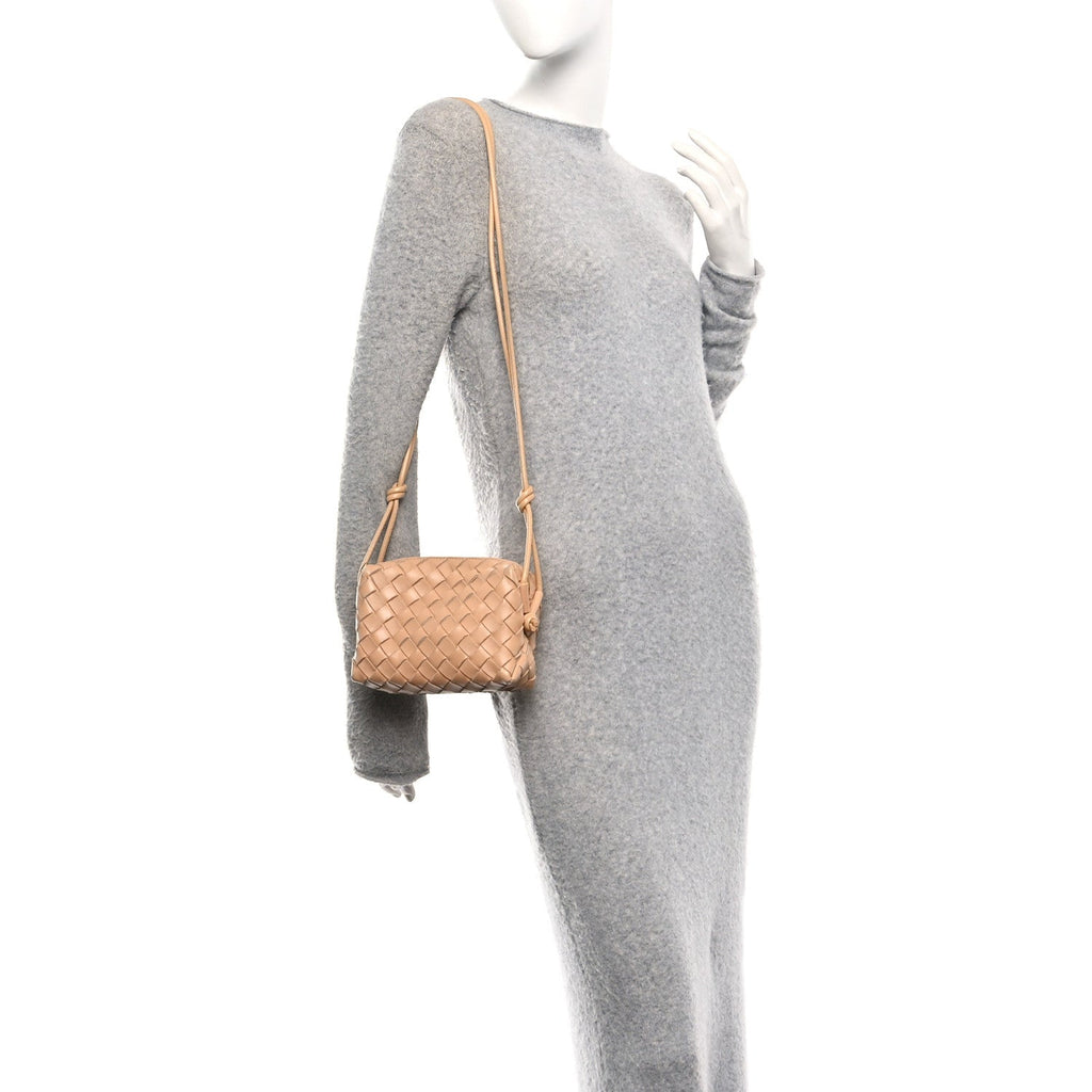 Nappa Intrecciato Mini Loop Camera Bag Almond