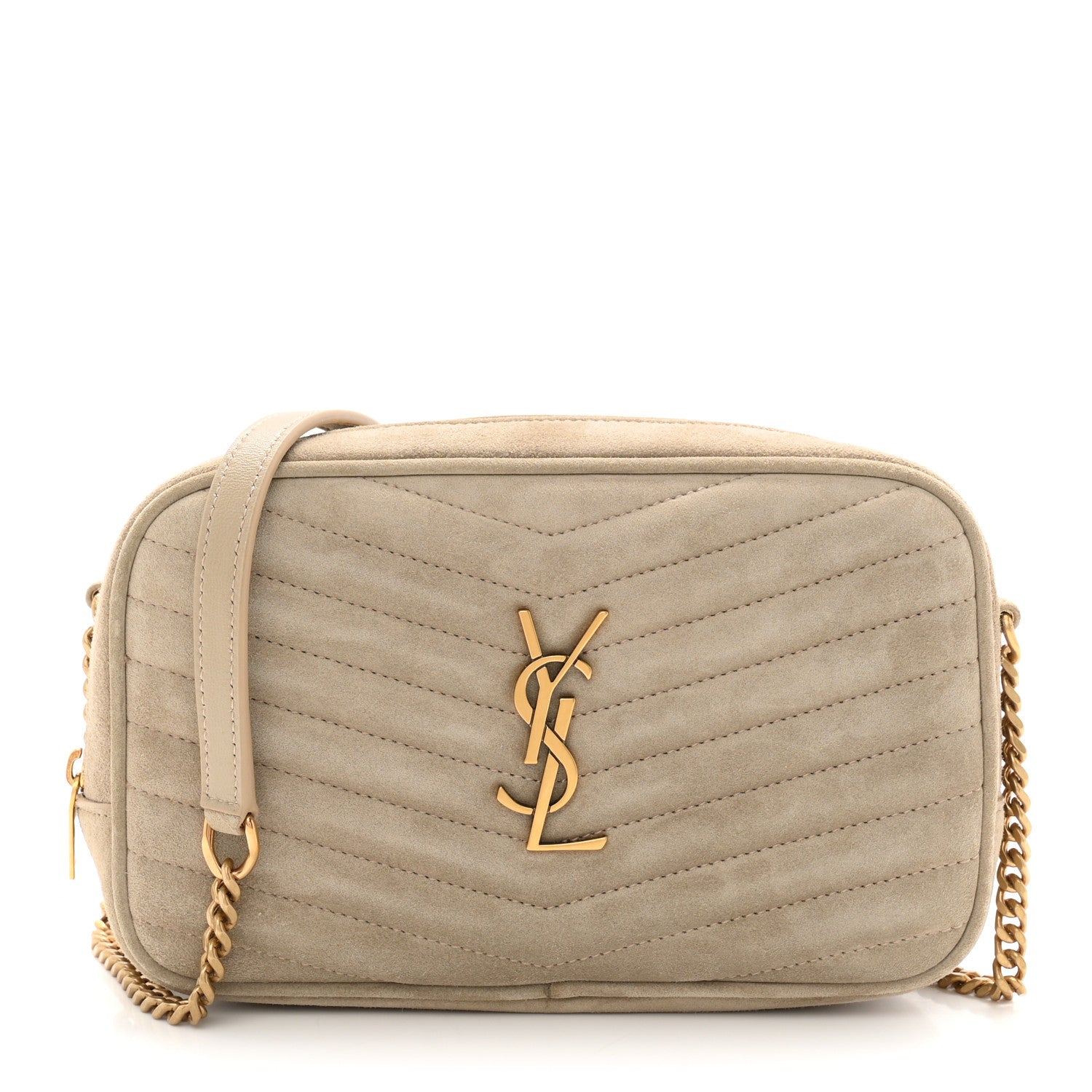 Suede Matelasse Monogram Mini Lou Camera Bag Matte Gold