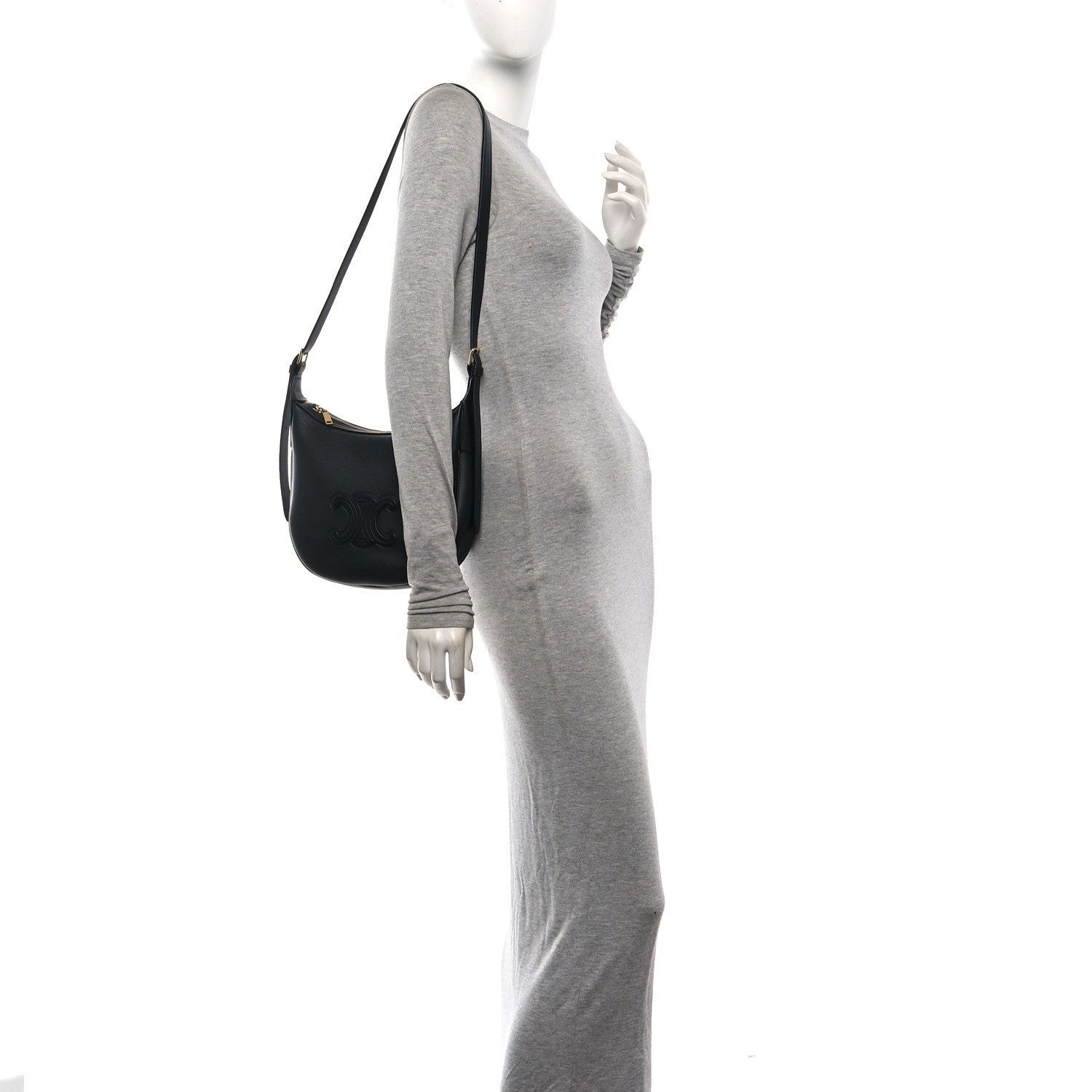 Supple Calfskin Cuir Triomphe Small Heloise Shoulder Bag Black