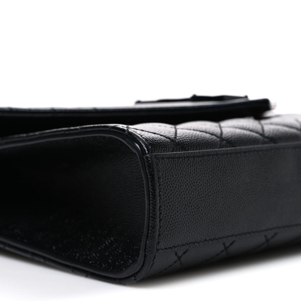 Grain De Poudre Textured Mixed Matelasse Triquilt Medium Monogram Monochrome Satchel Black