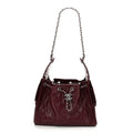 Shiny Calfskin Quilted Small Chanel 25 Handbag Burgundy