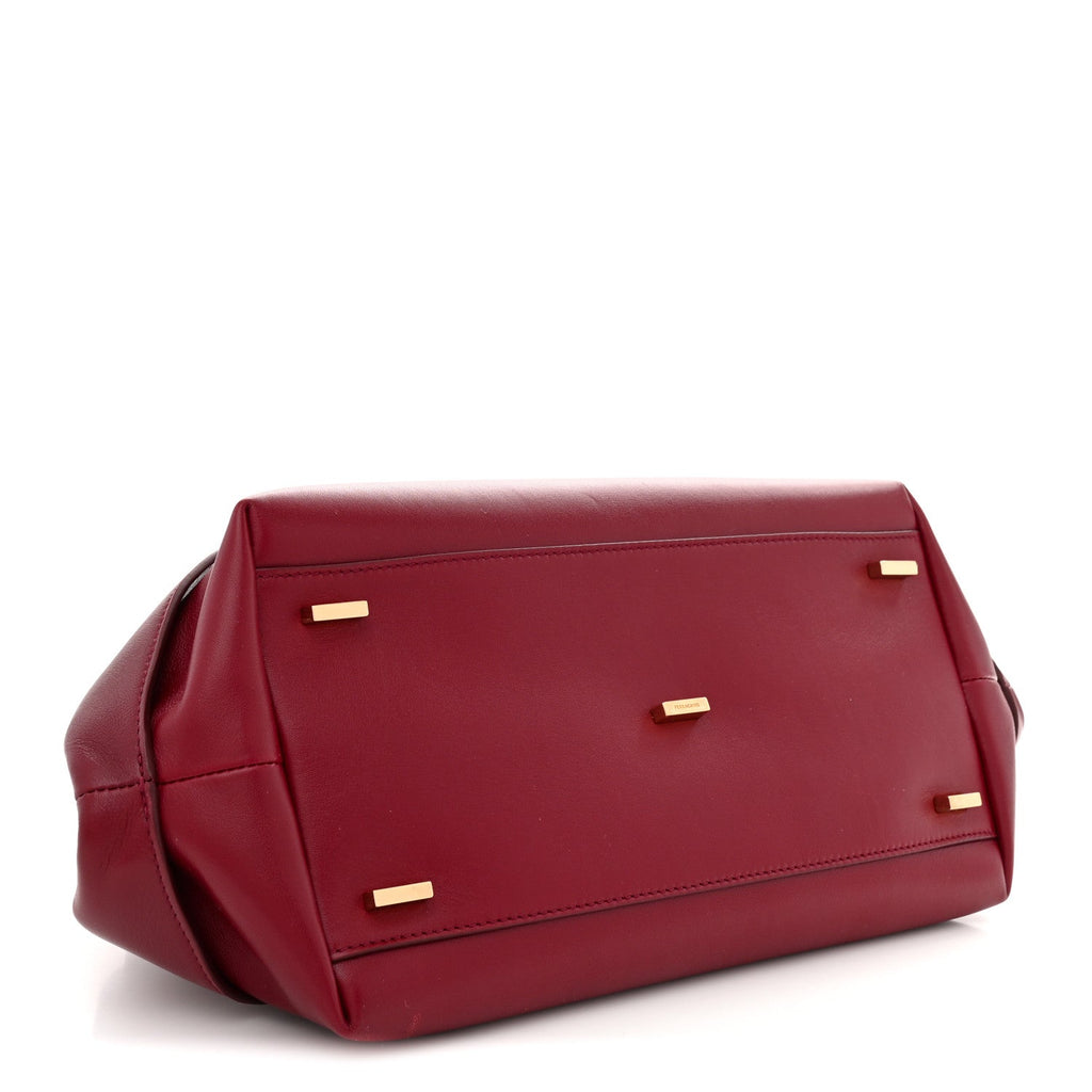 Calfskin Braided Small Blossom Top Handle Bag Burgundy