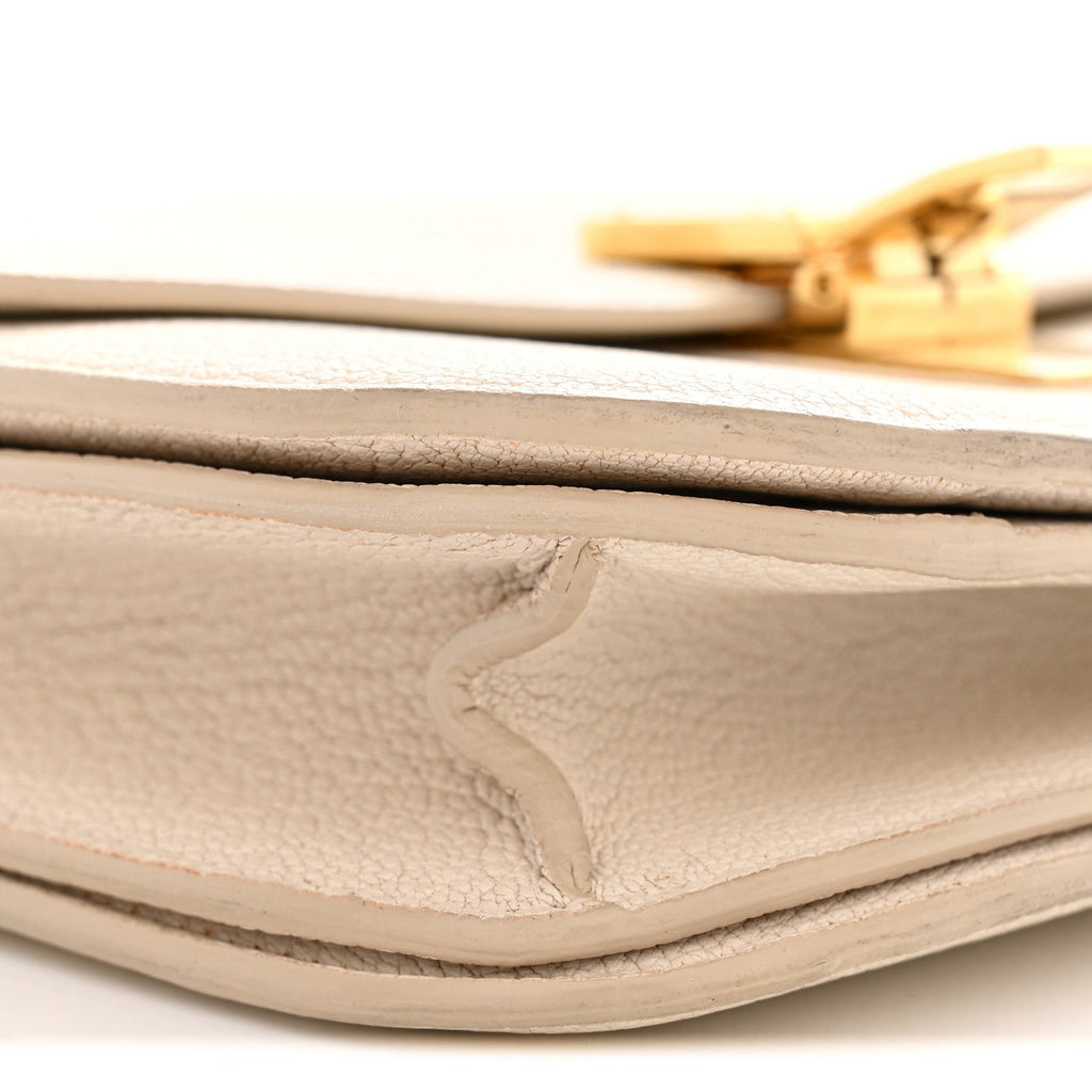 Goatskin Medium Classic Box Flap Bag White