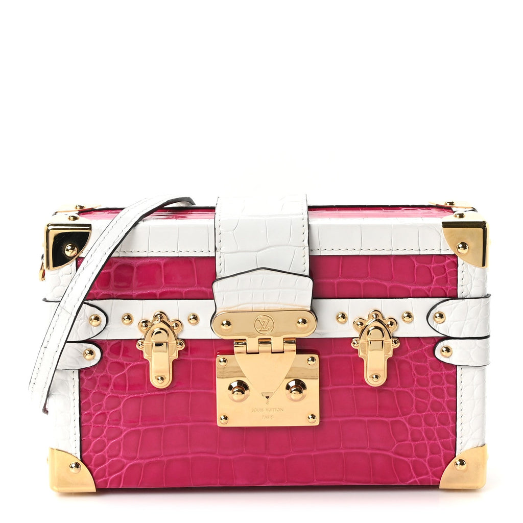 Alligator Petite Malle Pink White