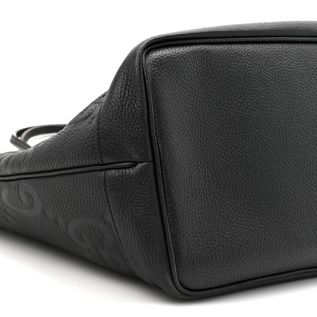 Monogram Jumbo GG Calfskin Web Large Shopping Tote Black