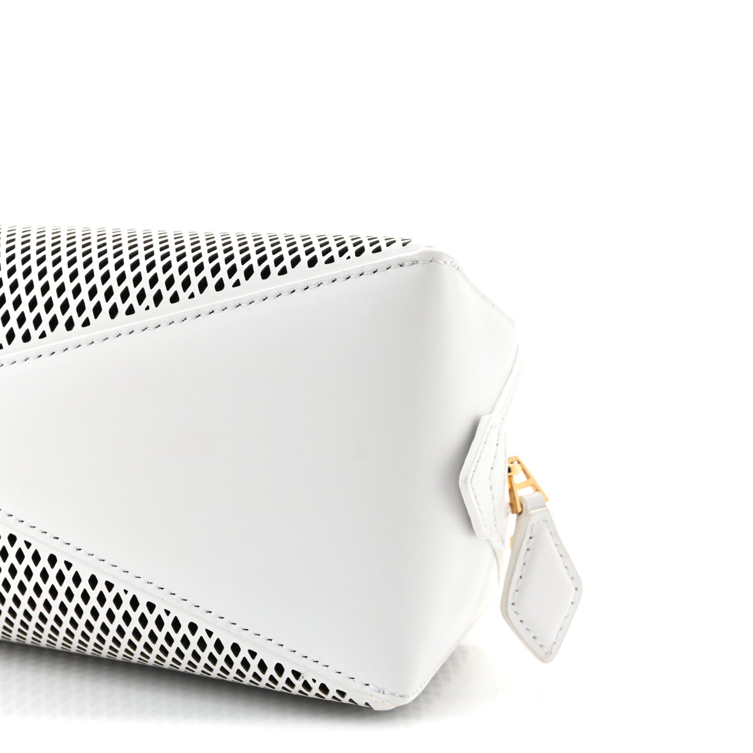 Fishnet Calfskin Laser Cut Medium Le Teckel Bag Blanc Optique
