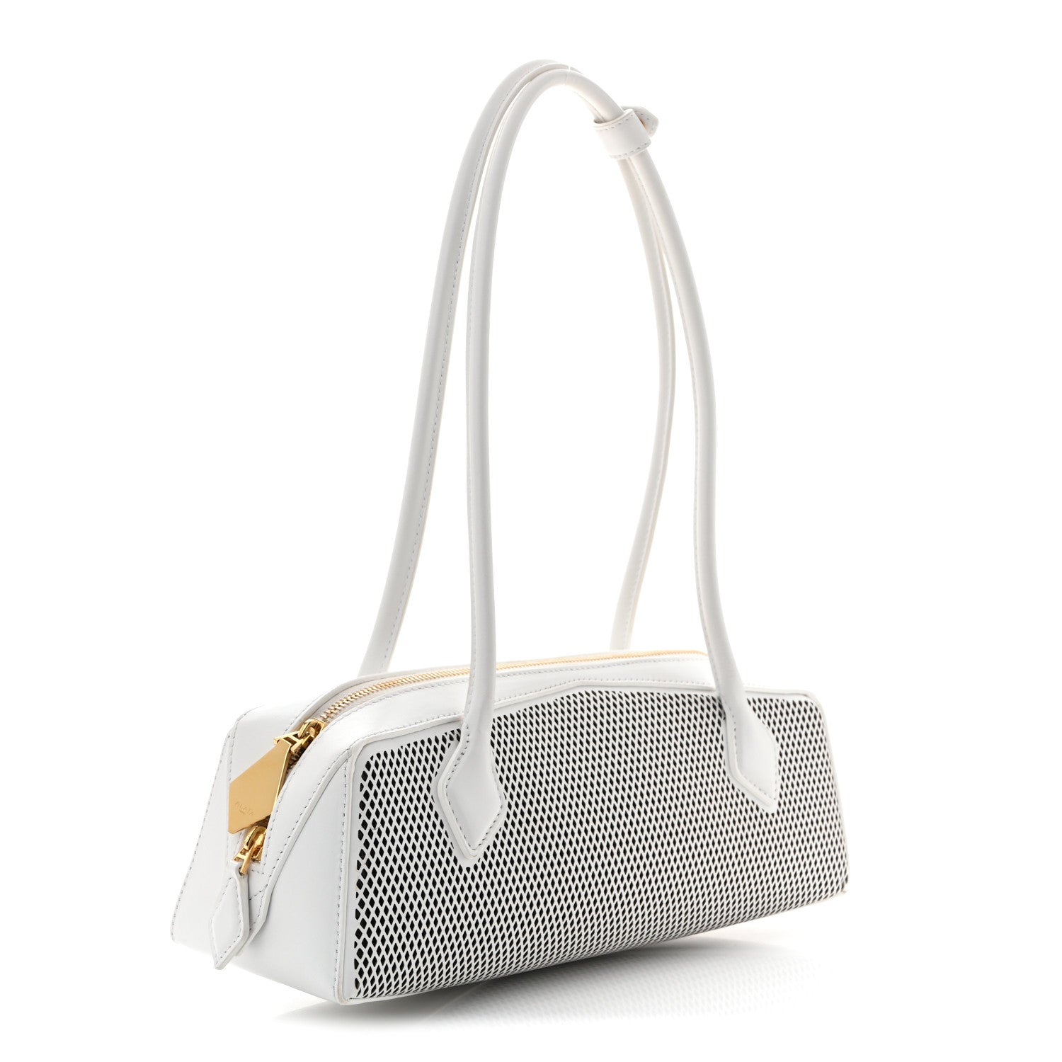 Fishnet Calfskin Laser Cut Medium Le Teckel Bag Blanc Optique