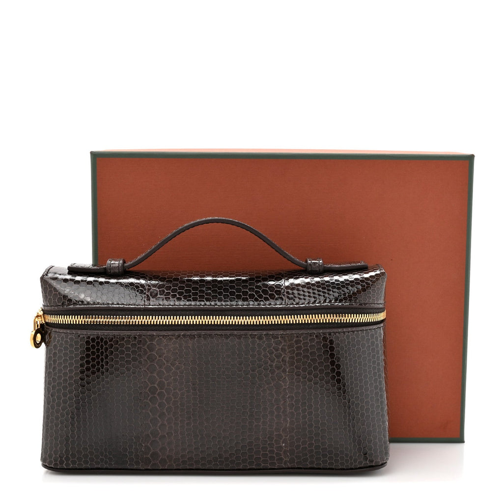 Water Snakeskin L19 Extra Pocket Pouch Dark Chocolate Licorice