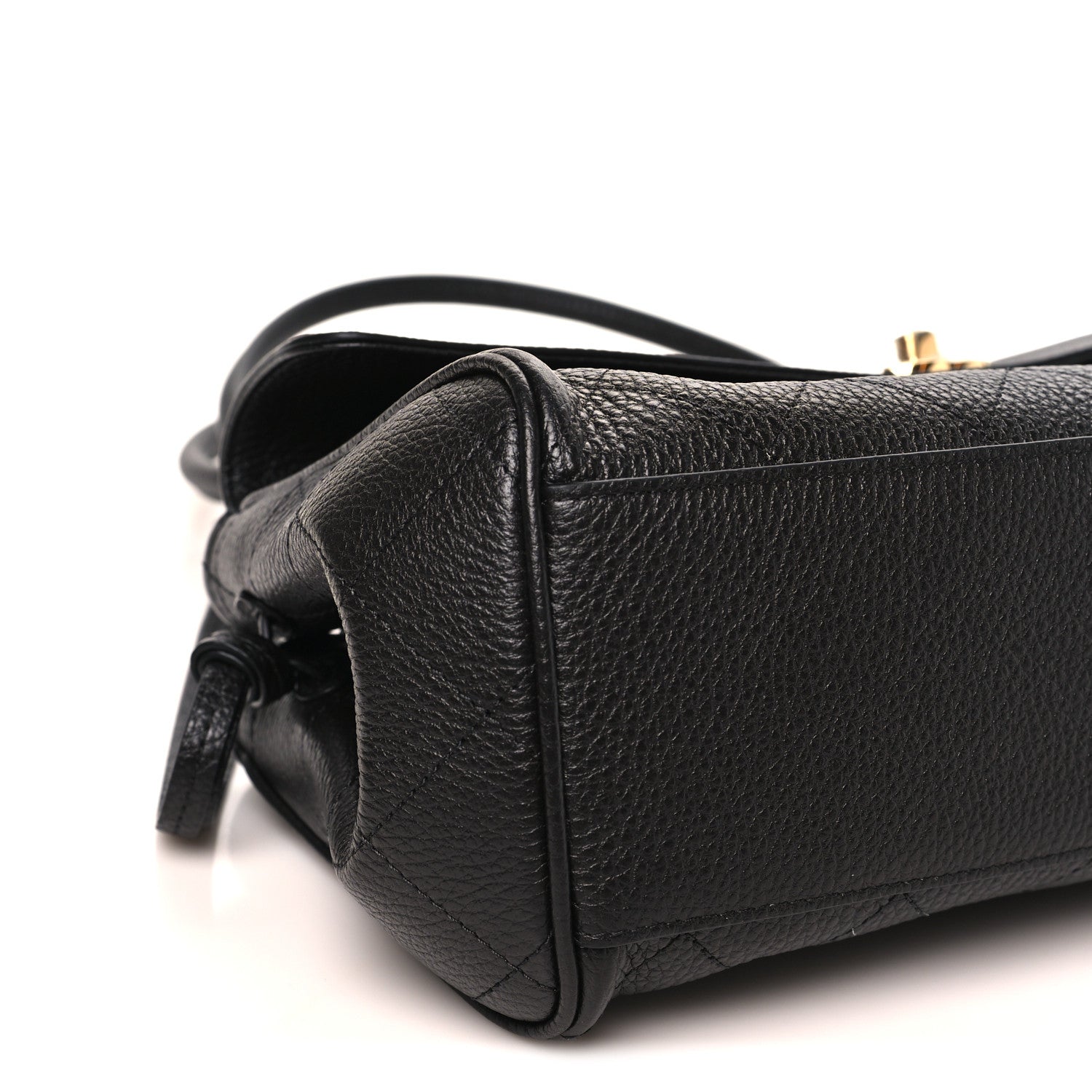 Grained Calfskin Stitched Urban Essentials Small Shopping Bag Black