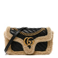 Azalea Calfskin Wool Matelasse Diagonal Small GG Marmont Shoulder Bag Black