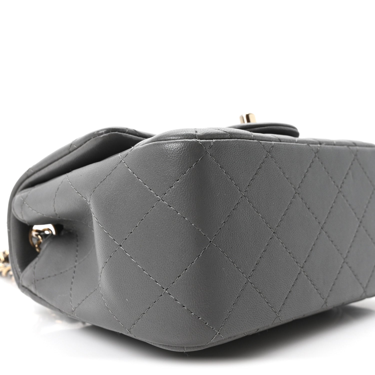 Lambskin Quilted Mini Square Flap Dark Grey