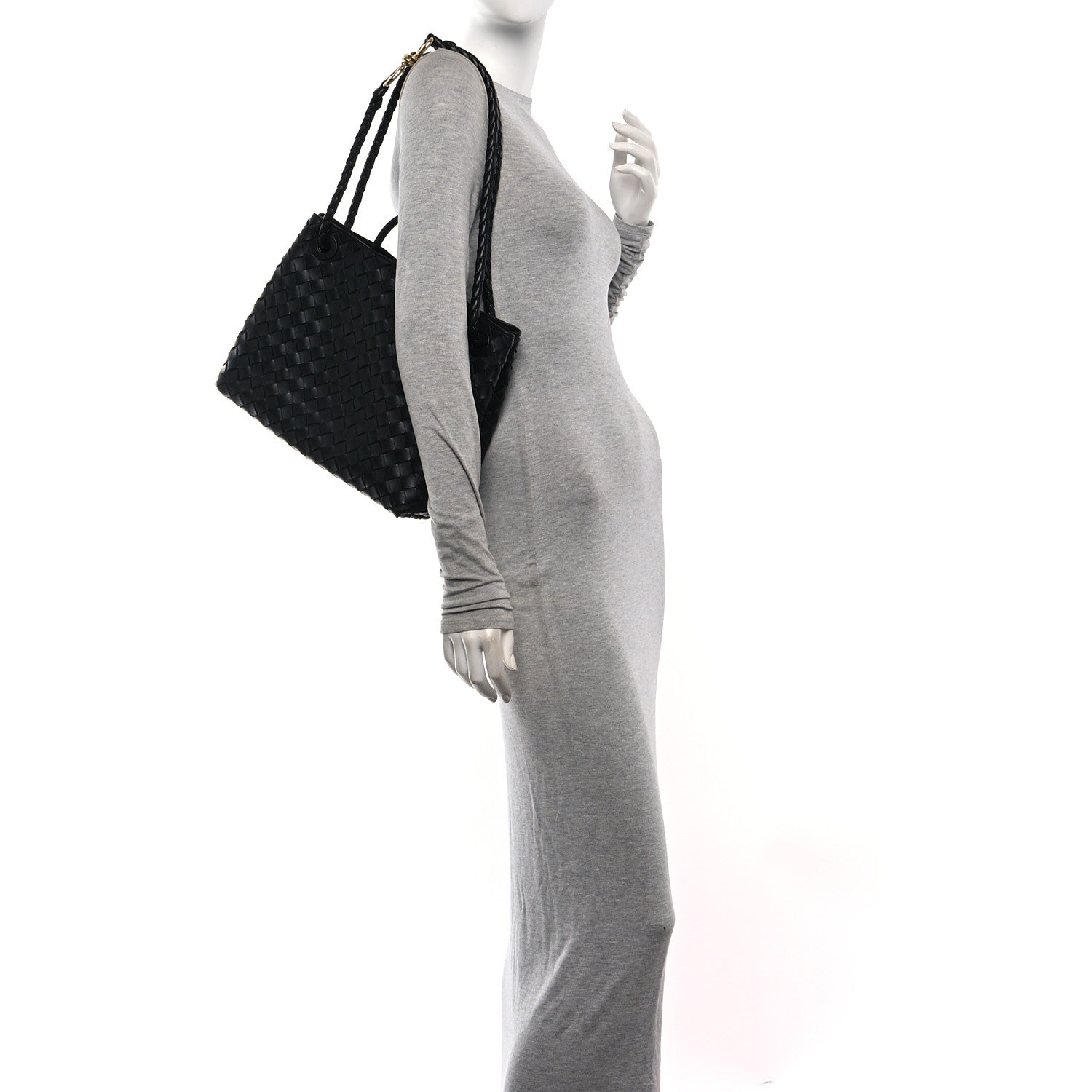 Nappa Intrecciato Medium Andiamo Shoulder Bag Black