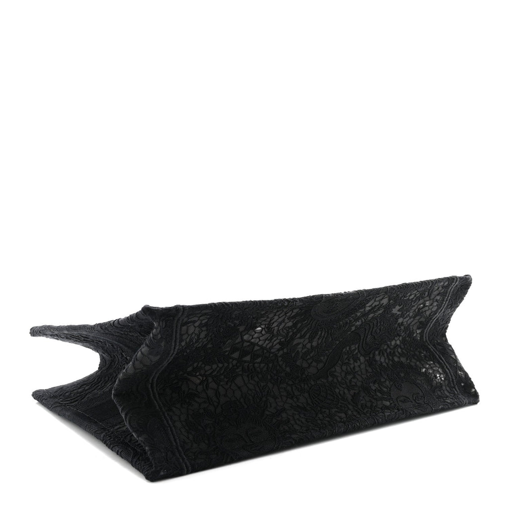 Embroidered 3D Macrame D-Lace Sun Medium Book Tote Black