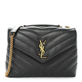 Calfskin Y Quilted Monogram Small Loulou Chain Satchel Storm