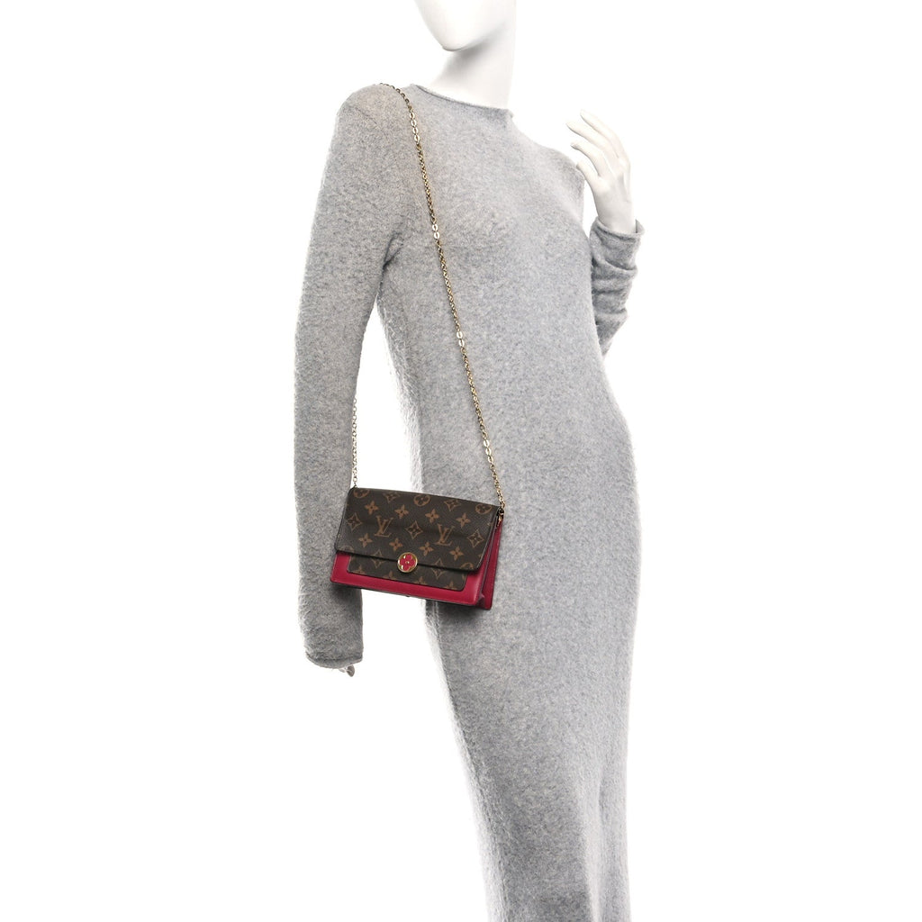 Monogram Flore Chain Wallet Fuchsia