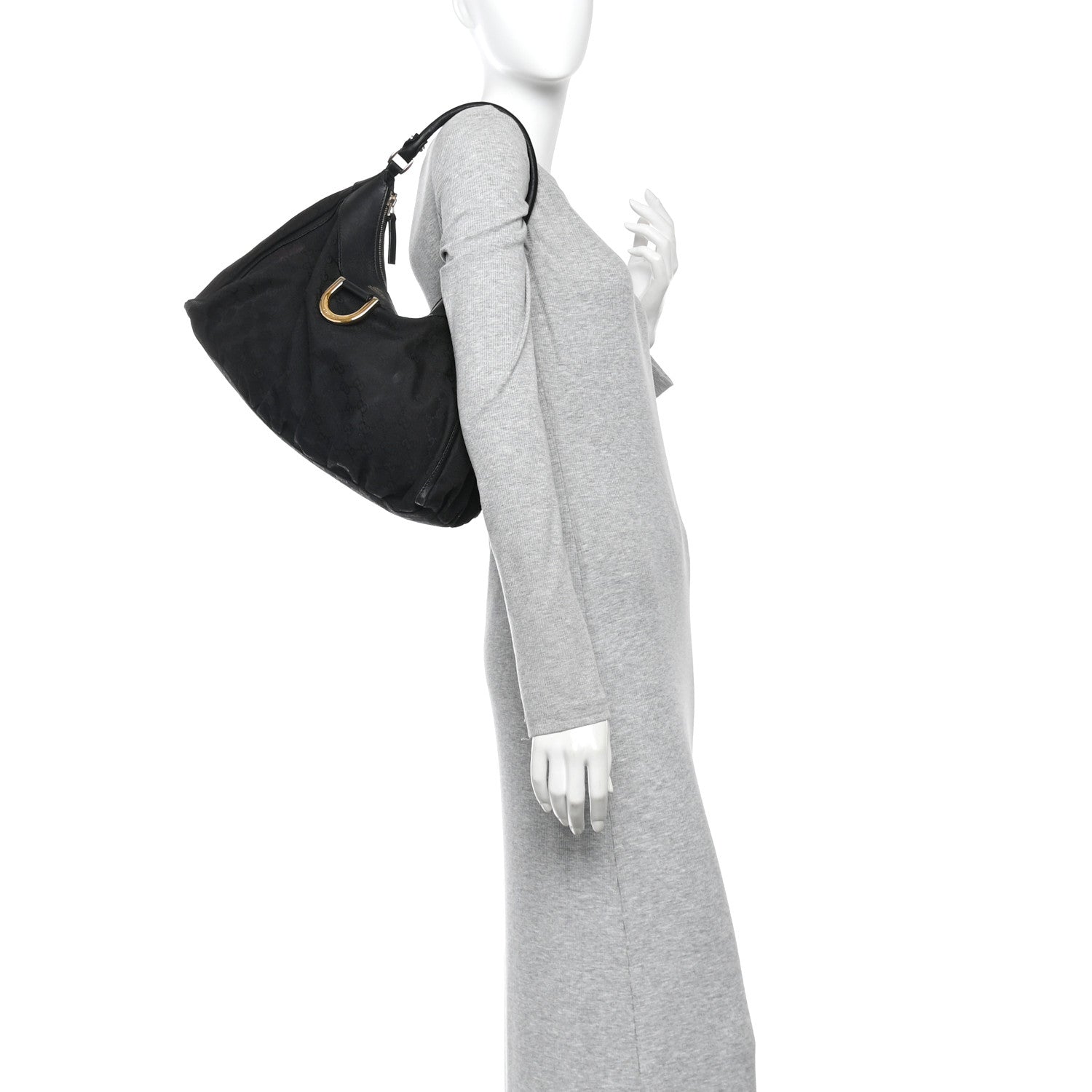 Monogram Large D Ring Hobo Black