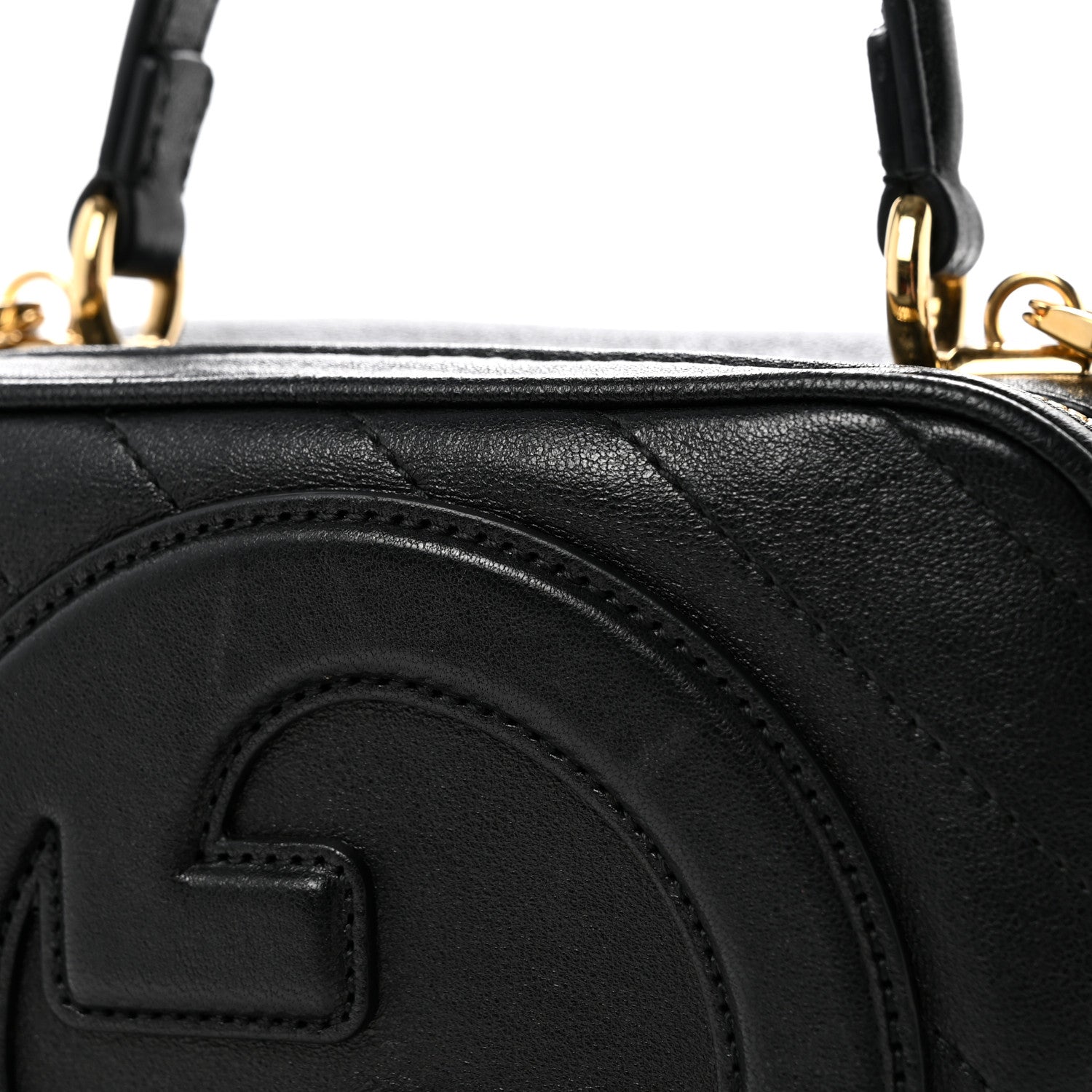 Sakai Be Green Calfskin Diagonal Stitched Blondie Top Handle Bag Black