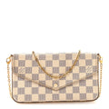 Damier Azur Pochette Felicie Chain Wallet Rose Ballerine
