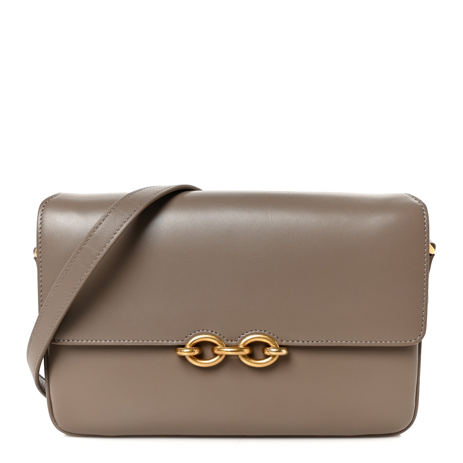 Smooth Calfskin Le Maillon Satchel Greyish Brown