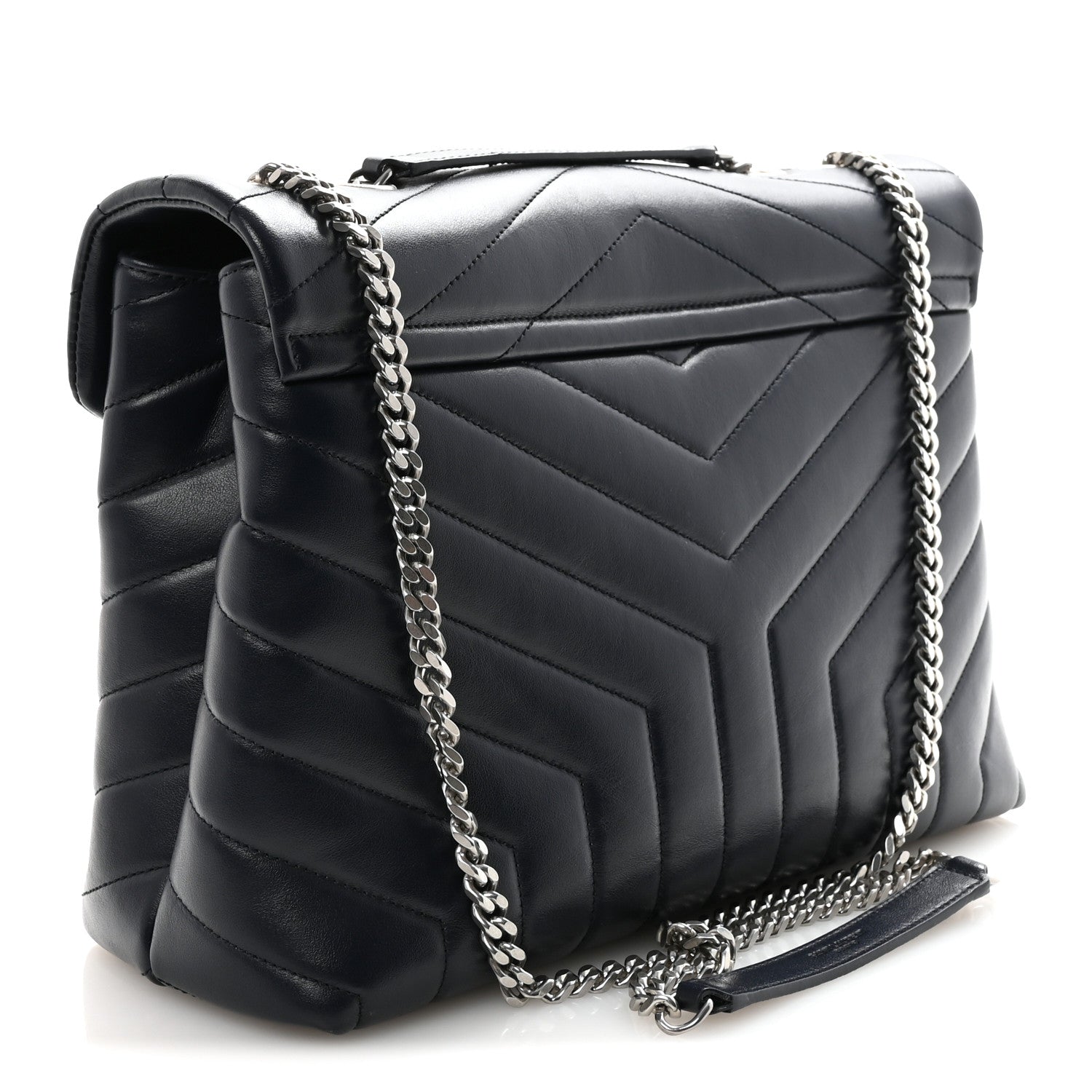 Calfskin Y Quilted Monogram Medium Loulou Chain Satchel Deep Marine
