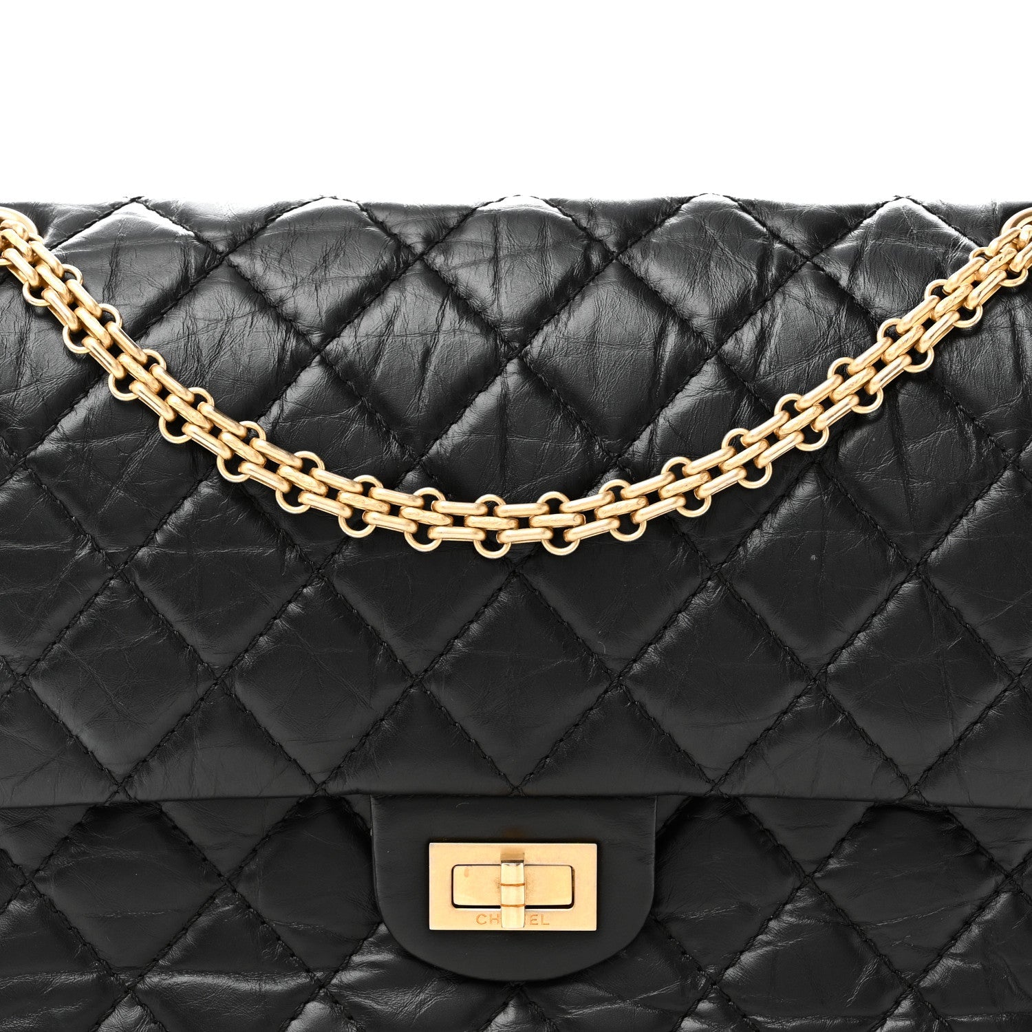 Aged Calfskin Quilted 2.55 Reissue 226 Flap Black