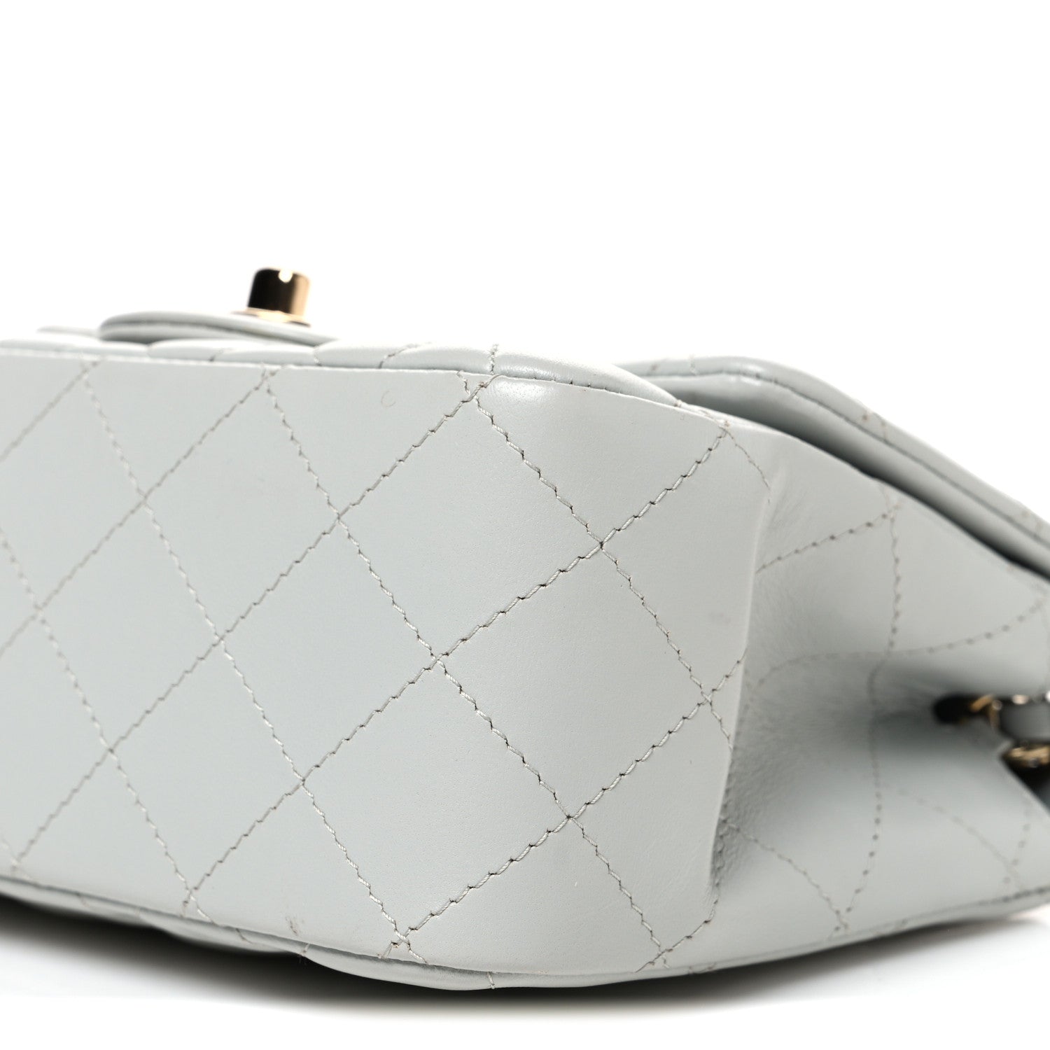 Lambskin Quilted Mini Square Flap Light Grey