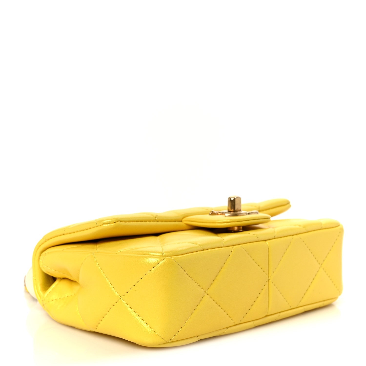 Pearly Lambskin Pearl Quilted Mini Flap Yellow Yellow
