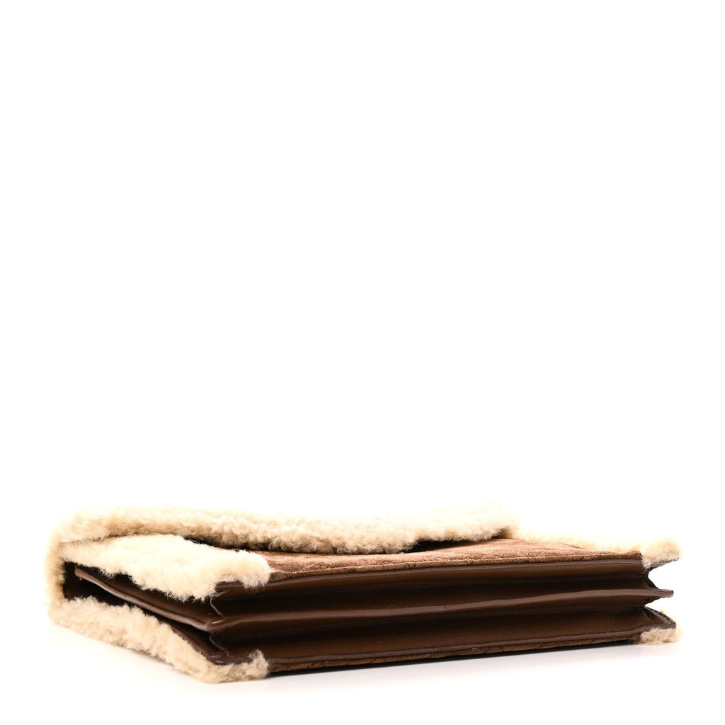 Nubuck Shearling Quilted Medium Gaby Satchel Natural Tan