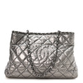 Metallic Calfskin Small Chain Me Tote Silver