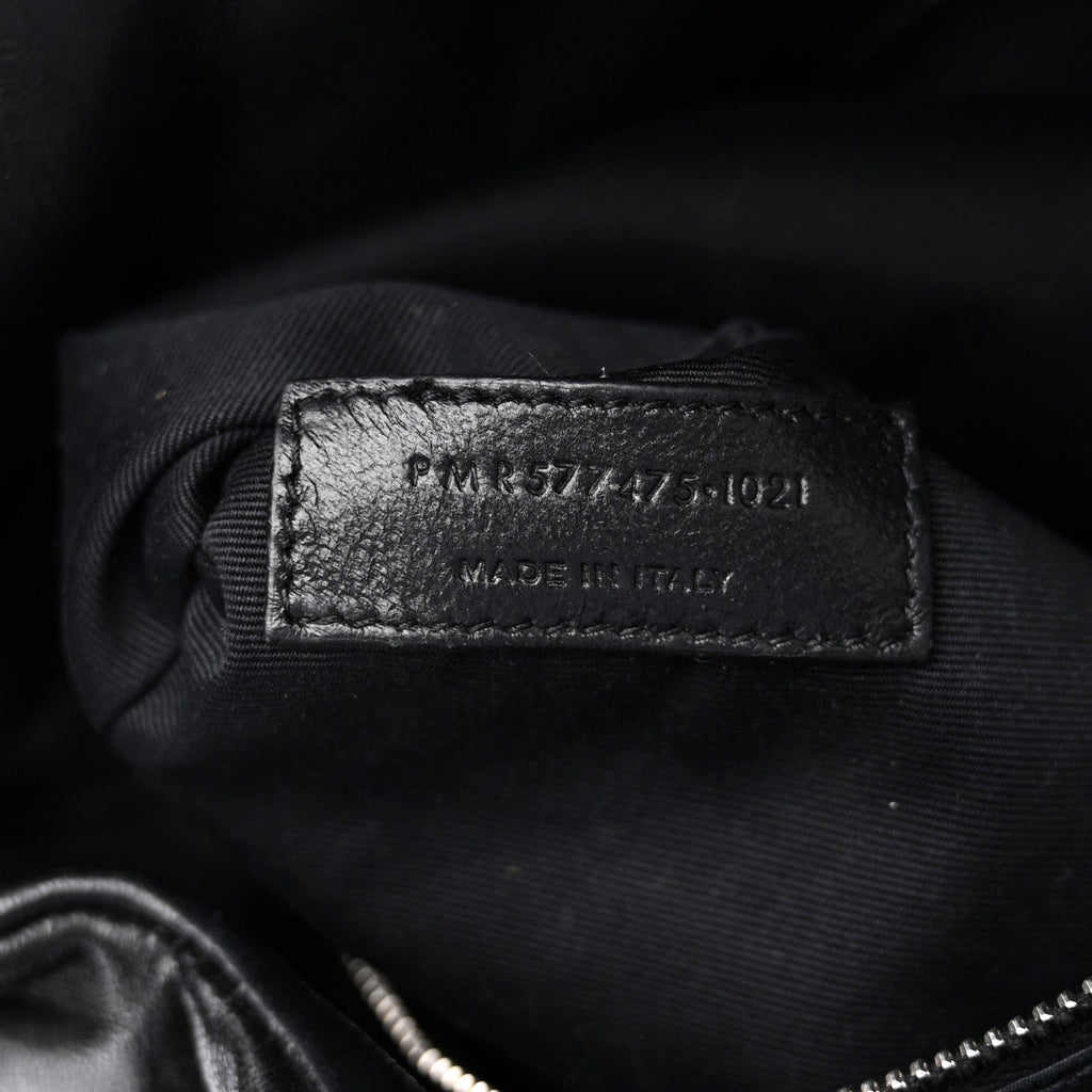 Lambskin Quilted Medium Loulou Puffer Monogram Chain Satchel Black