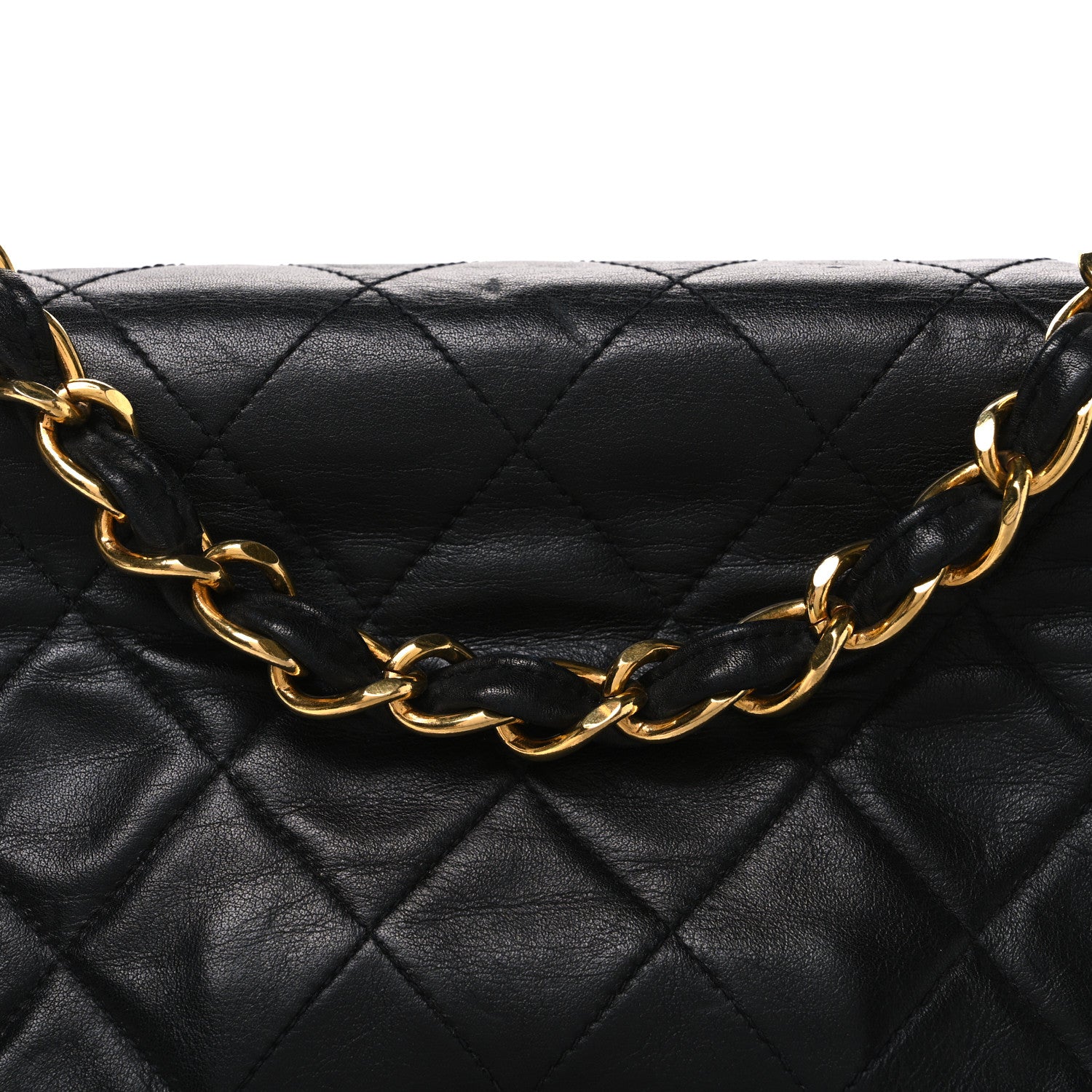 Lambskin Quilted XL Jumbo Single Flap Black