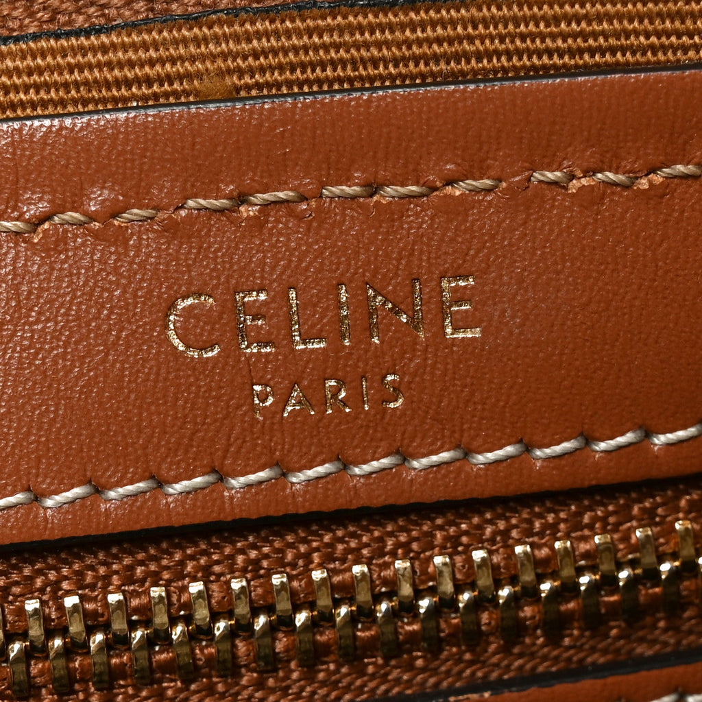 Triomphe Canvas Calfskin Boston Bag Tan