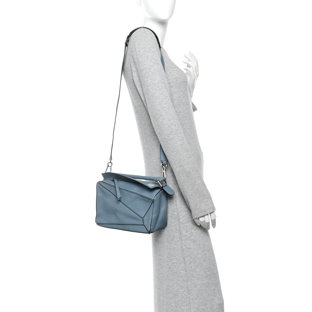 Calfskin Small Puzzle Bag Stone Blue