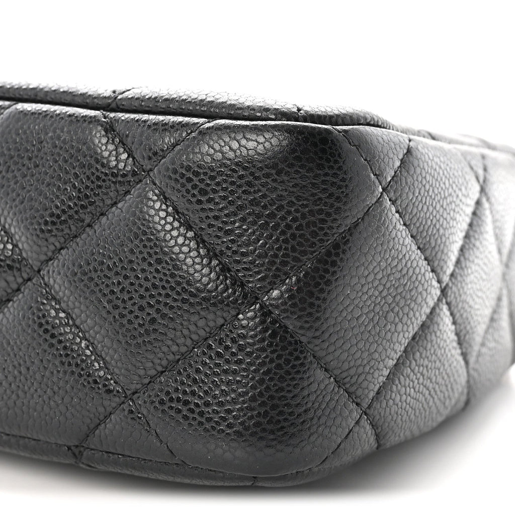 Caviar Quilted Purse With Chain Black