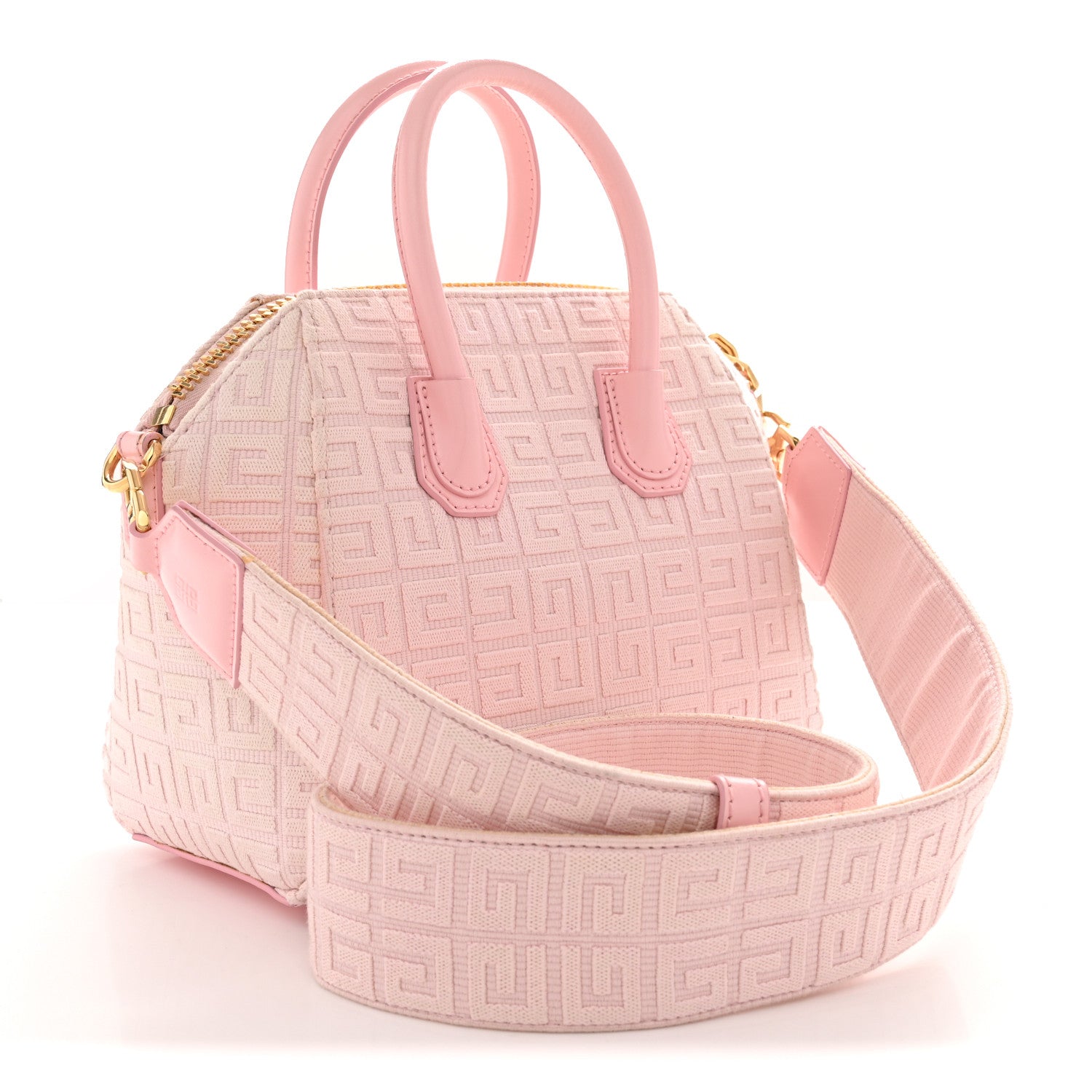 Canvas Jacquard Embroidered Calfskin 4G Mini Antigona Tender Pink