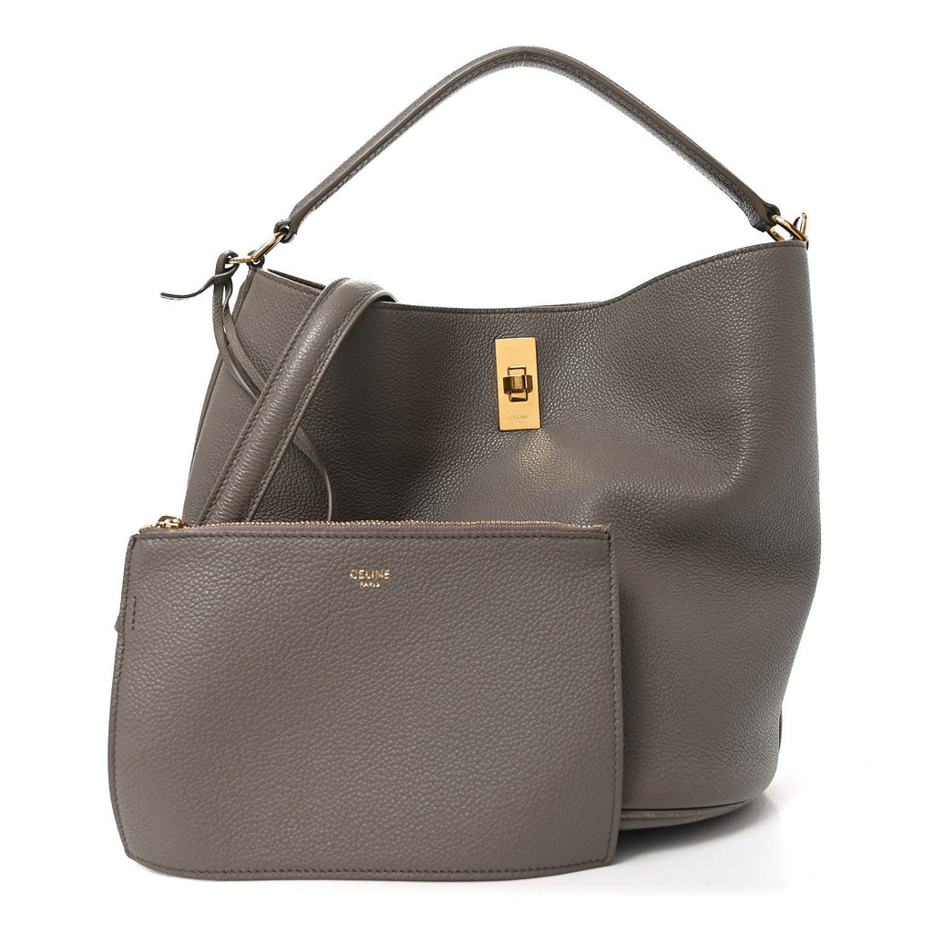 Supple Grained Calfskin Bucket 16 Bag Pebble