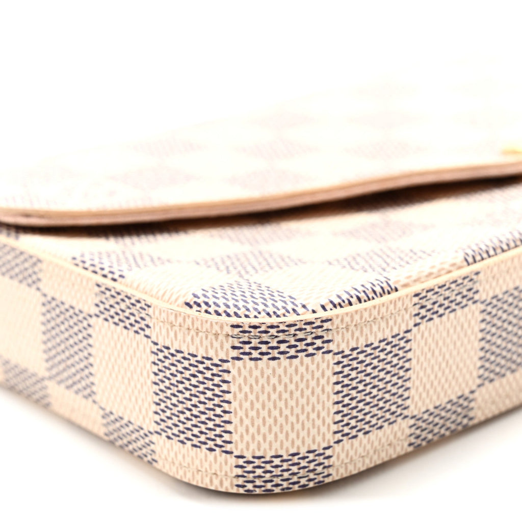 Damier Azur Pochette Felicie Chain Wallet Rose Ballerine