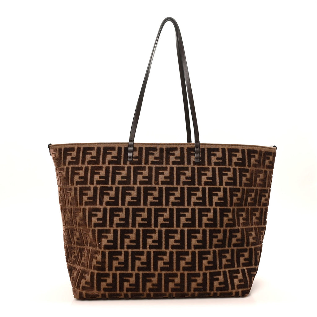 Velluto Jacquard Vitello Grace FF Large Reversible Shopping Tote Chocolate