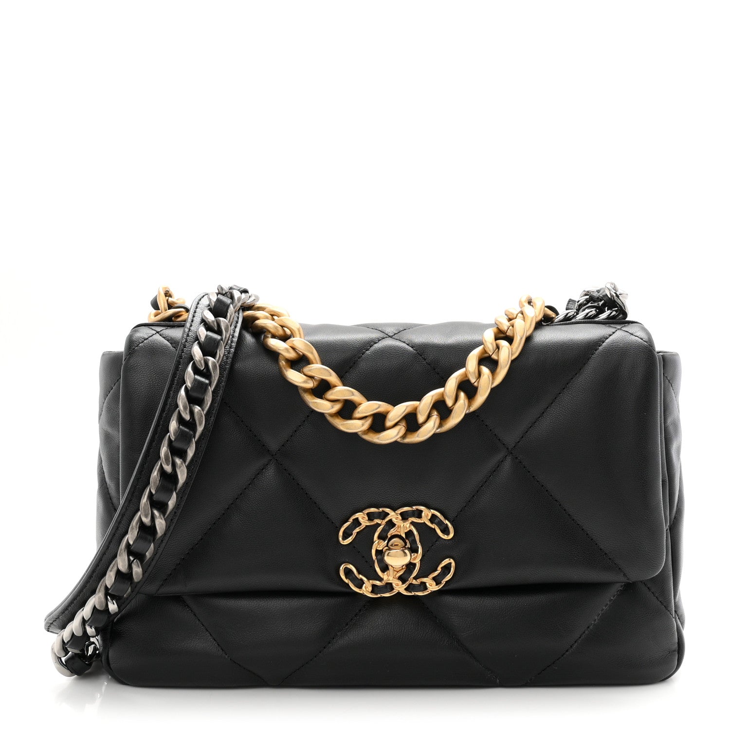 Goatskin Quilted Medium Chanel 19 Flap Black