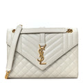 Grain De Poudre Textured Mixed Matelasse Medium Triquilt Monogram Satchel Crema Soft