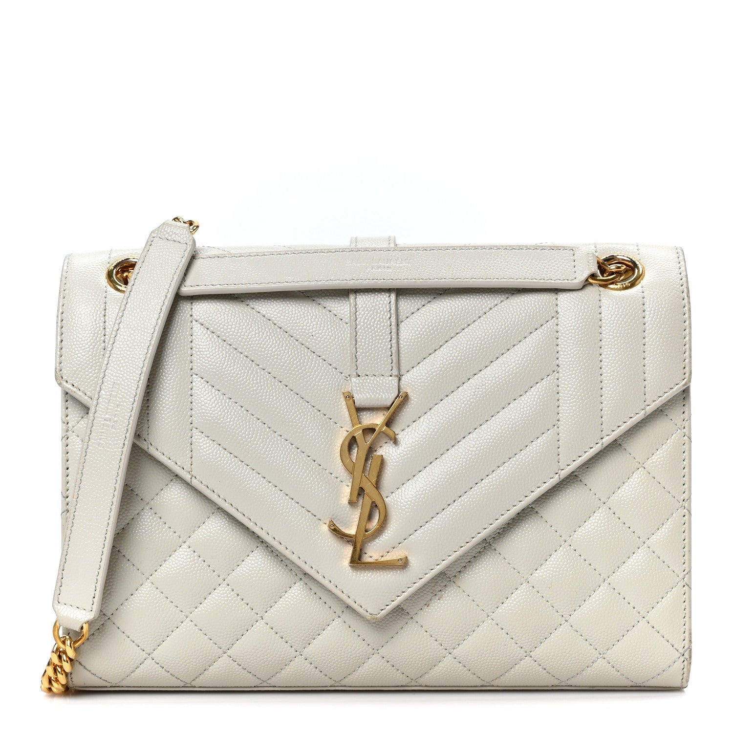 Grain De Poudre Textured Mixed Matelasse Medium Triquilt Monogram Satchel Crema Soft